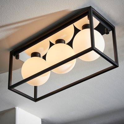 White Orb Indsutrial Flush Ceiling Light SO'HOME