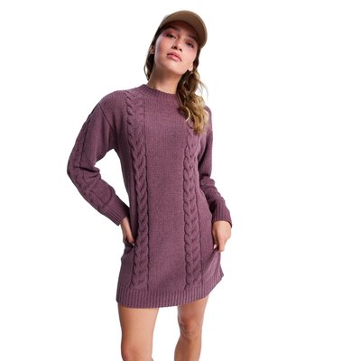 Mini robe pull à manches longues en maille torsadée MISSING THE WAVES. ROXY