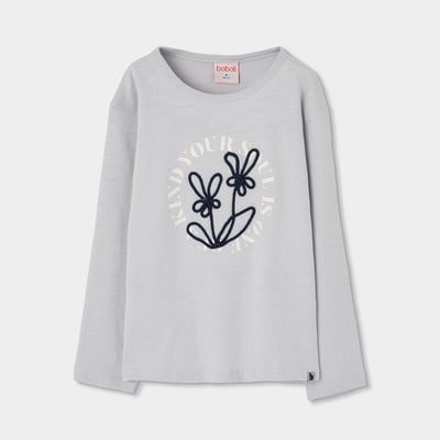 T-shirt fille en maille avec fleurs brodées BOBOLI