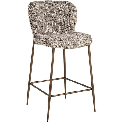 Tabouret de bar design tissu  pieds bronze brossé RECOLLECTION