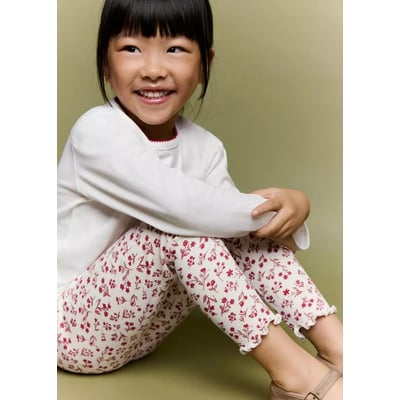 Legging maille côtelée à fleurs MANGO BABY