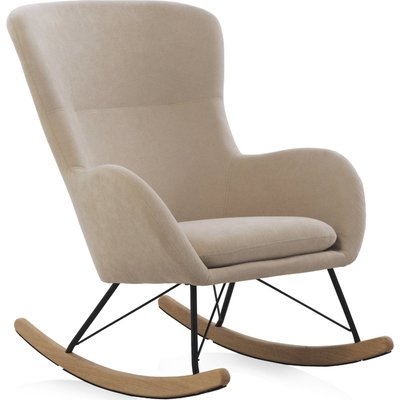 Fauteuil à bascule tapissé  pieds métal et bois RECOLLECTION