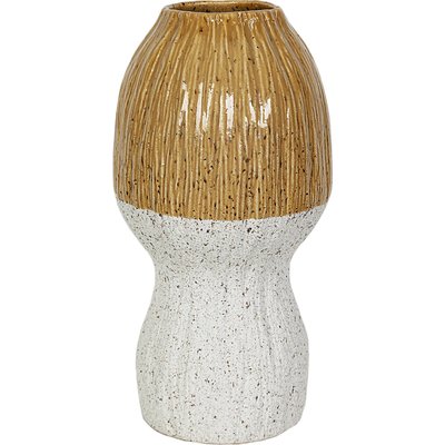 Vase en céramique bicolore moutarde et  design moderne RECOLLECTION