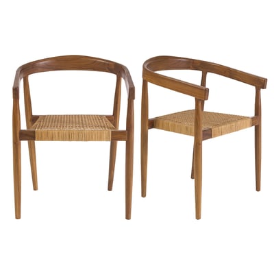 Chaises ethniques en bois teck massif et cannage rotin (lot de 2) NEGARA MILIBOO