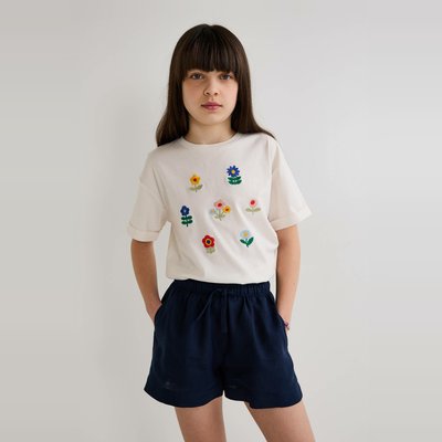 T-shirt manches courtes  brodé en coton BIO GOTS MONOPRIX
