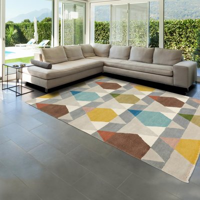 Tapis salon et chambre tissé en laine motif géométrique VESES UN AMOUR DE TAPIS