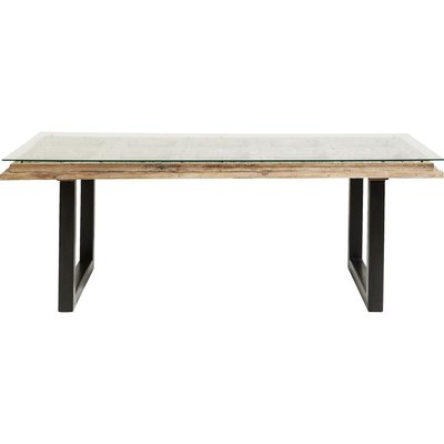 Table en manguier, verre et acier, KALIF KARE DESIGN