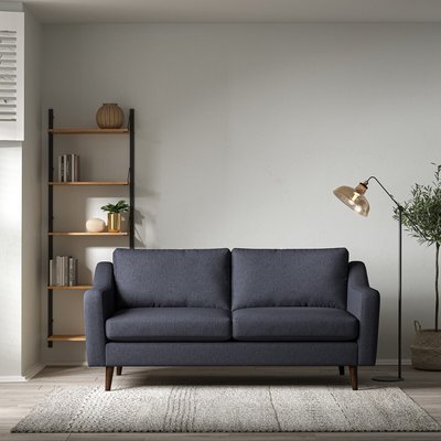 Rosa Curve Soft Brushed 3 Seater Sofa with Dark Wood Legs SO'HOME