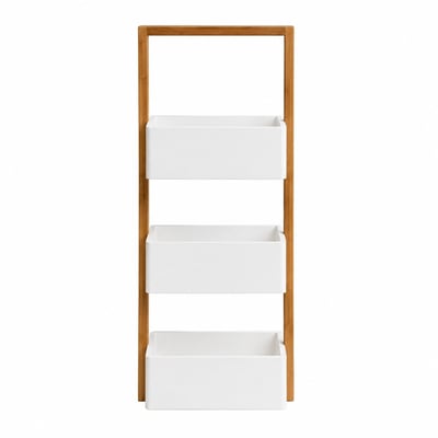 Etagère droite bambou 3 bacs de rangement CALICOSY