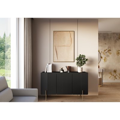 Buffet bas en panneaux de particules et MDF 4 portes 150 cm, MATHILDE BOBOCHIC