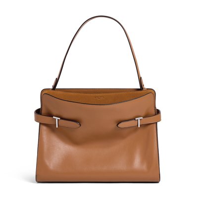Sac porté épaule grand modèle en cuir lisse et nubuck EMIE LE TANNEUR