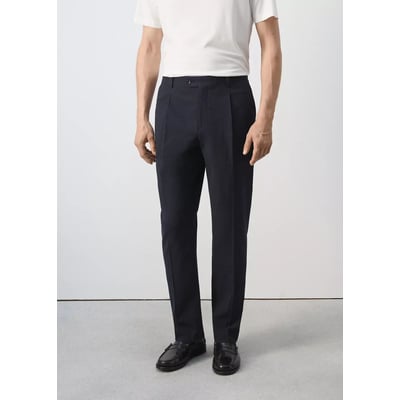 Pantalon slim fit en coton et lyocell seersucker MANGO MAN