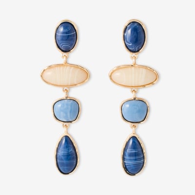 Longues boucles d'oreilles bleu et ivoire BALABOOSTE