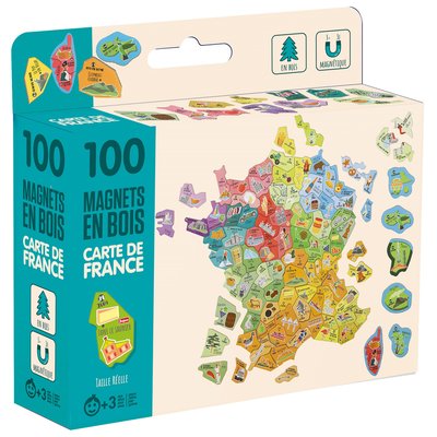 Magnets en bois Carte de France JEUJURA