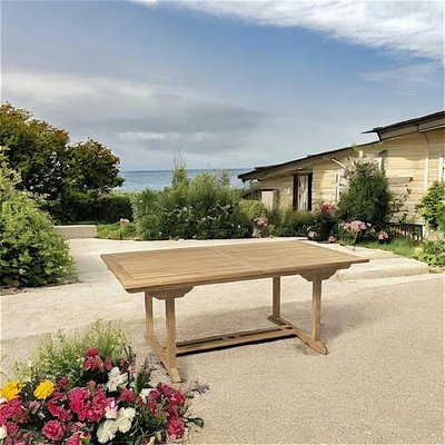Table de jardin extensible rectangulaire en bois de teck massif 240x100cm SUMMER 10 personnes PIER IMPORT
