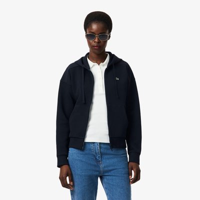 Sweatshirt à capuche zippé en Piqué LACOSTE