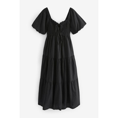 Robe mi-longue dos nu à manches bouffantes NEXT