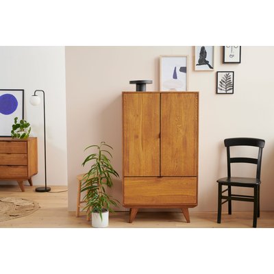 Buffet haut rétro en bois 2 portes 1 tiroir L80 H140 noir - MALLET HELLIN, DEPUIS 1862