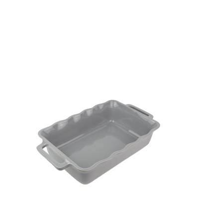 Délices Plat céramique four rectangulaire festonné gris argent  34,5 cm PEUGEOT