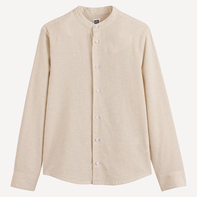 Gestreiftes Hemd mit Mao-Kragen, Baumwolle/Leinen LA REDOUTE COLLECTIONS