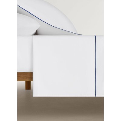 Drap plat percale de coton overlock contraste lit 90 cm MANGO HOME
