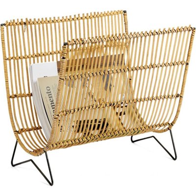 Porte revues en bambou et métal design naturel pour salon RECOLLECTION