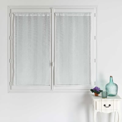 Paire de petits voilages unis à rayures fantaisie - QABANE HOME MAISON