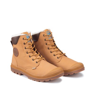 Pampa Sport Cuff Waterproof Ankle Boots in Leather with Faux Fur Lining PALLADIUM