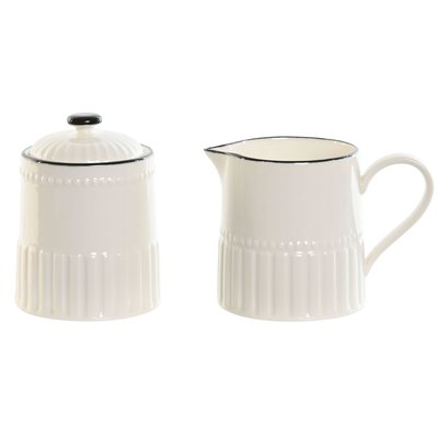 Sucrier + pot à lait en porcelaine blanche et noire WADIGA