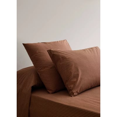 Deux taies d'oreiller percale de coton 200 fils imprimé rayures fines kodak 50 x 75 cm MANGO HOME