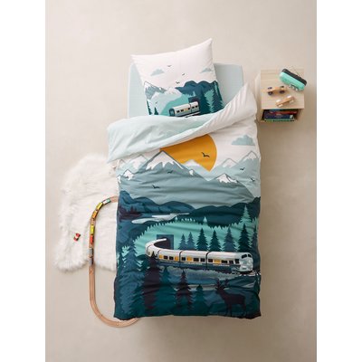 Parure housse de couette + taie d'oreiller enfant SUR LES RAILS VERTBAUDET