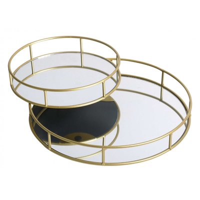 Set de 2 Plateaux en Métal Doré et Miroir Ronds WADIGA