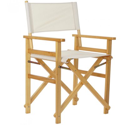 Fauteuil de jardin pliant en bois et tissu beige - 56x48x87cm WADIGA