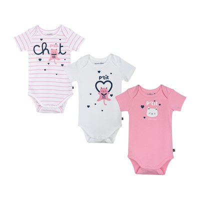 Lot de 3 bodies haby manches courtes bebe SUCRE D'ORGE