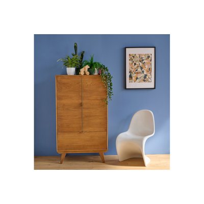 Buffet haut rétro en bois 2 portes 1 tiroir L80 H140 bronze - MALLET HELLIN, DEPUIS 1862