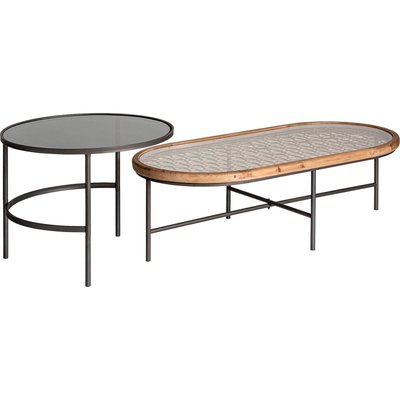 Table basse bois et verre, solden (lot de 2) RECOLLECTION