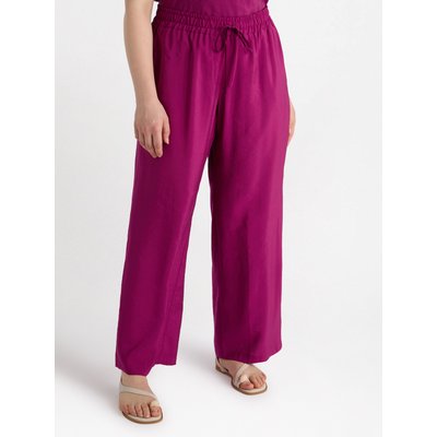 Pantalon droit en satin opaque avec poches américaines et cordons sur le devant FIORELLA RUBINO