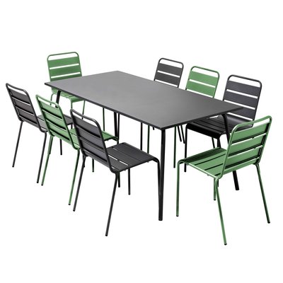 Salon de jardin table et 8 chaises coloris dépareillés, PALAVAS OVIALA