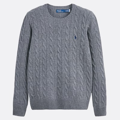 Джемпер с круглым вырезом, вязка косами, шерсть и кашемир POLO RALPH LAUREN