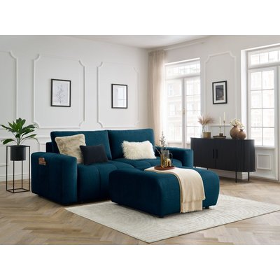 Canapé droit convertible 4 places en velours avec pouf, ARSENE BOBOCHIC