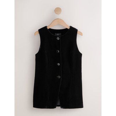 Gilet ras du cou boutonné en velours NEXT
