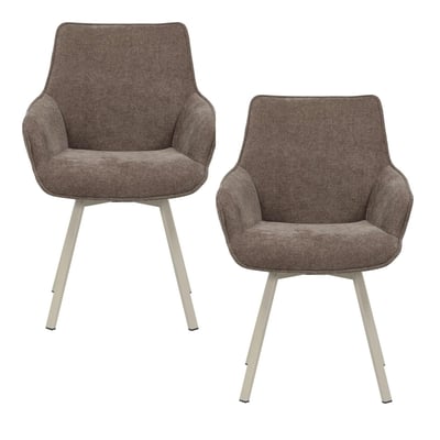 Chaise pivotante tissu marron pieds beige (x2) CORTINA PIER IMPORT