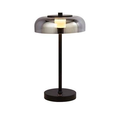Black Metal and Smoked Glass Dome LED Table Lamp SO'HOME