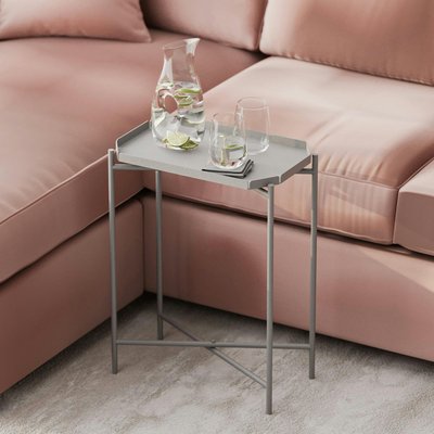 Petite table d’appoint grise, plateau rectangulaire SFAX PIER IMPORT
