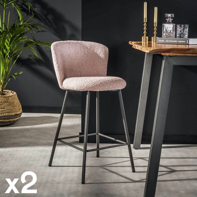 Tabouret de bar rose en tissu bouclette (lot de 2) GALWAY PIER IMPORT
