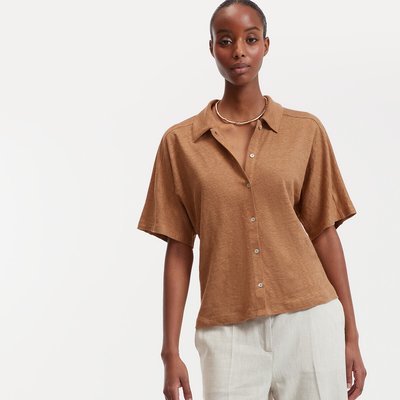 Linen Polo Shirt with Short Sleeves LA REDOUTE COLLECTIONS