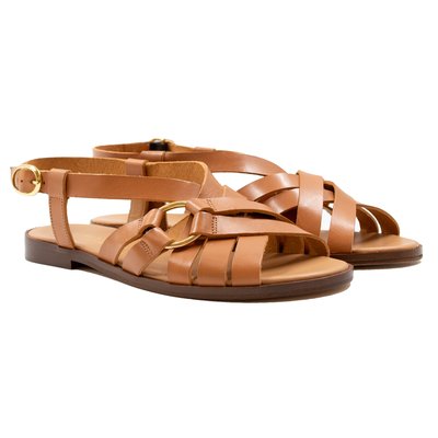 Sandales plates anneau cuir lisse JULES & JENN