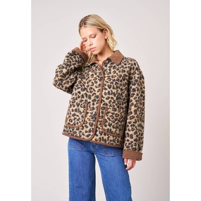 Veste courte régular femme effet léopard THALYA DEELUXE