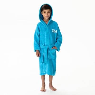 Peignoir enfant à capuche brodé bouclette 100% coton, OM 1899 OLYMPIQUE DE MARSEILLE