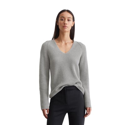 Pull-over en tricot col V relaxed en fil de coton doux MARC O'POLO